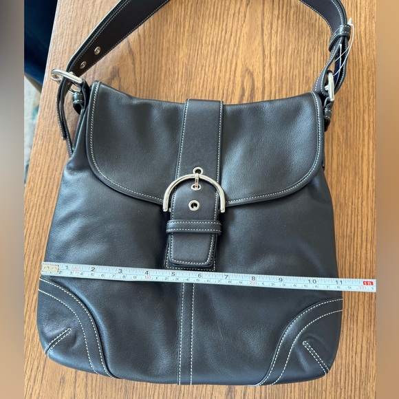 NWT Authentic Black Leather Coach Shoulder Bag with Silver Hardware - Brand New - Picture 5 of 15